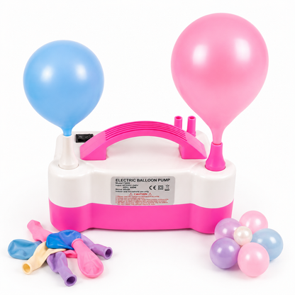 Electric balloon pump with balloons on a white background
