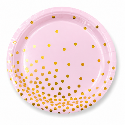 Pinky Gold Dots Paper Plates