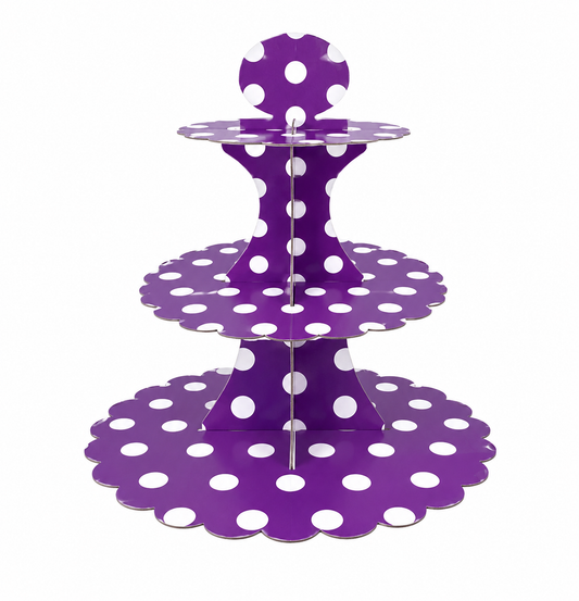 Purple White Dots Cupcake Stand