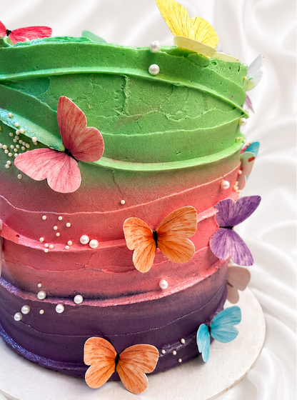 The Rainbow Butterfly Waves Cake
