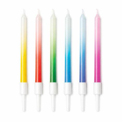Rainbow ombre birthday candles set for cake decoration (6 pack)