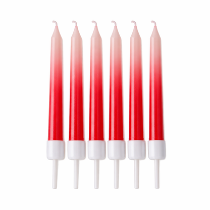 Red ombre birthday candles set white to red gradient cake candles (6 pack)