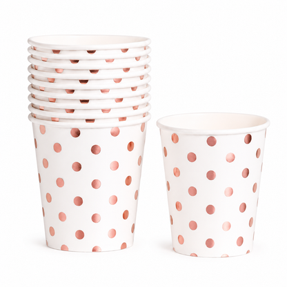 Rose Gold Dots Paper Cups