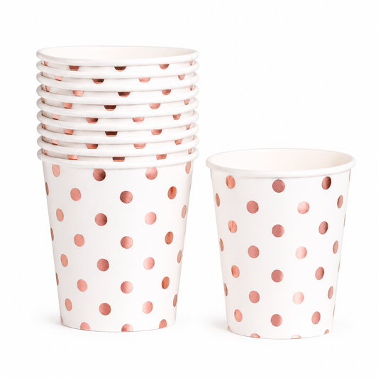 Rose Gold Dots Paper Cups