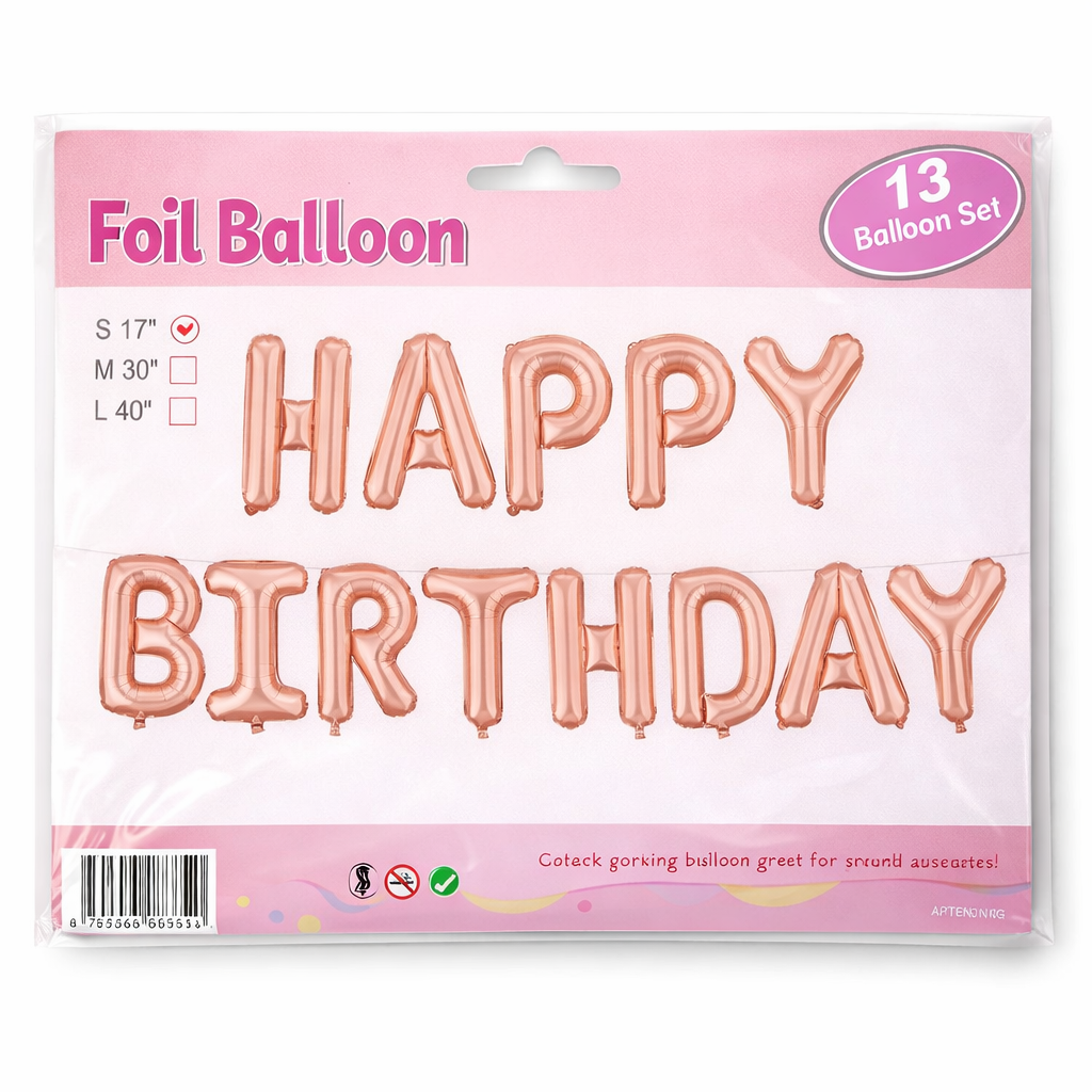 Rose Gold Happy Birthday Balloon Set