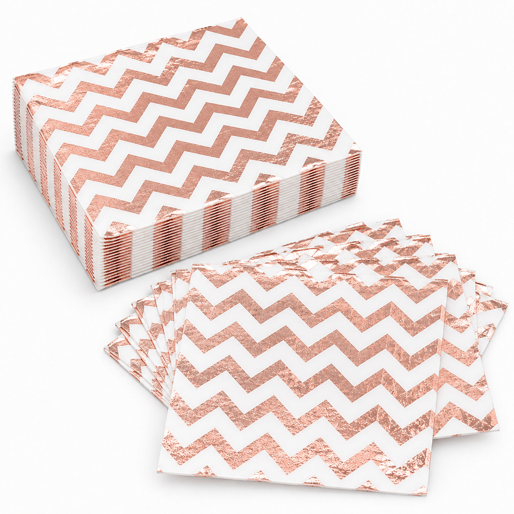 Rose Gold Zigzag Paper Napkins