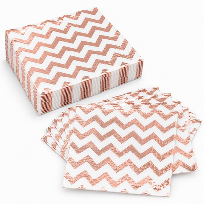 Rose Gold Zigzag Paper Napkins