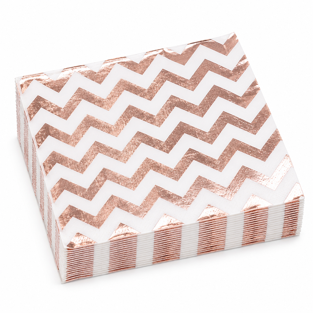 Rose Gold Zigzag Paper Napkins