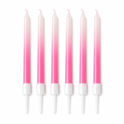 Rose pink ombre birthday candles set white to pink gradient cake candles (6 pack)