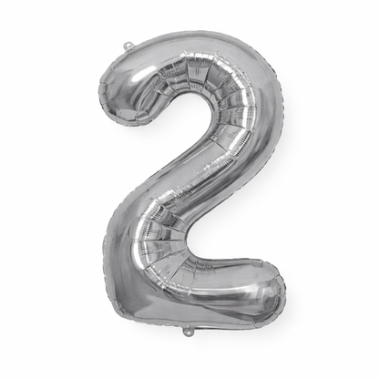 Silver Numbers Balloon