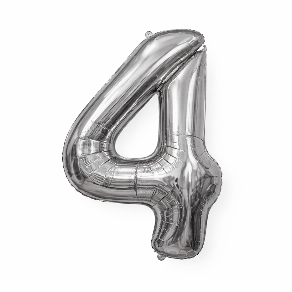 Silver Numbers Balloon