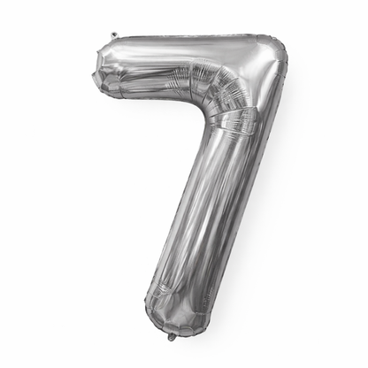 Silver Numbers Balloon