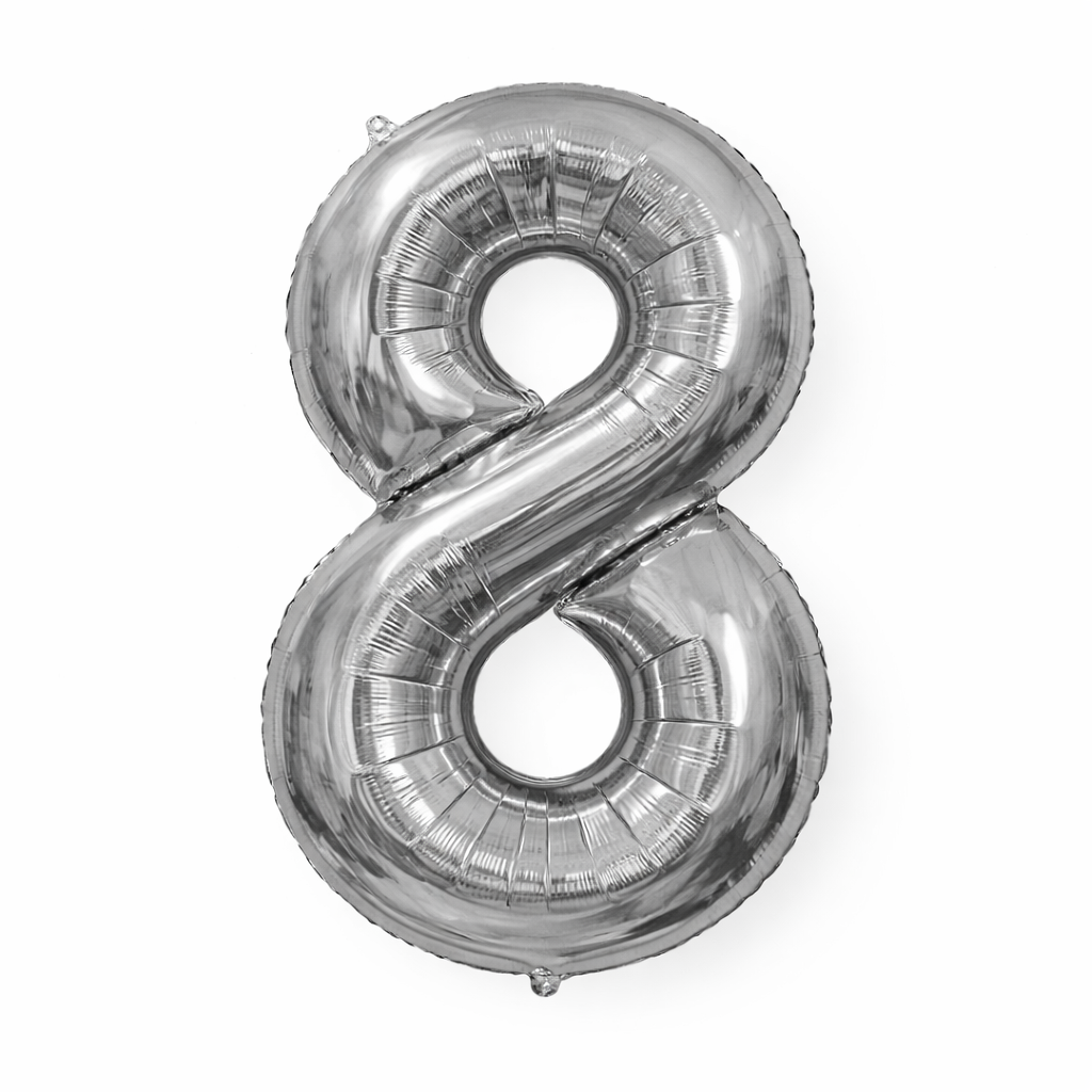 Silver Numbers Balloon