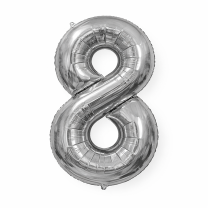 Silver Numbers Balloon