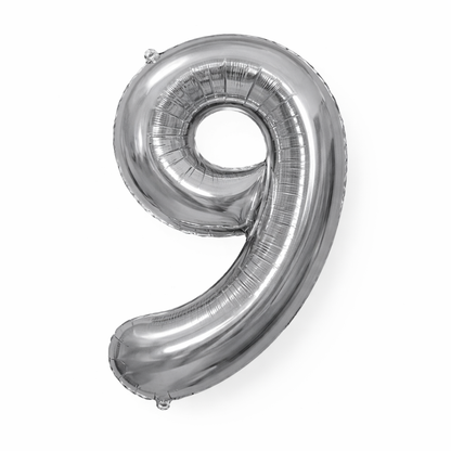 Silver Numbers Balloon