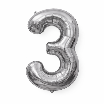 Silver Numbers Balloon