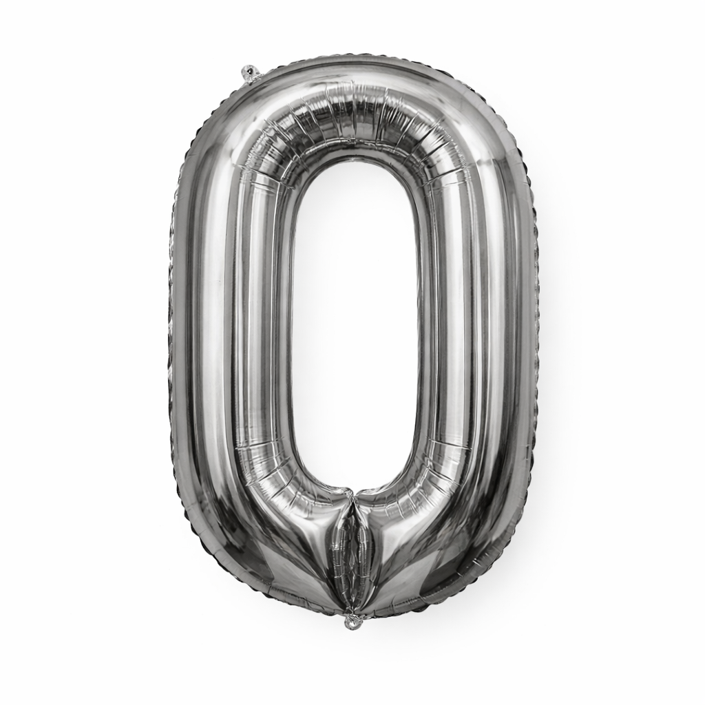 Silver Numbers Balloon