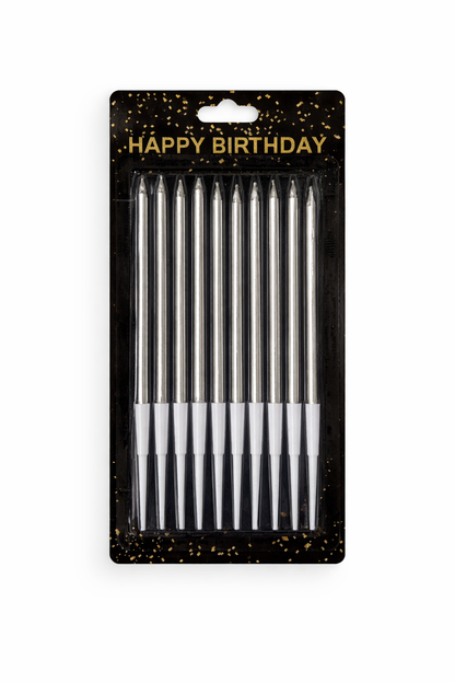 Pack of birthday candles with 'Happy Birthday' text on packaging