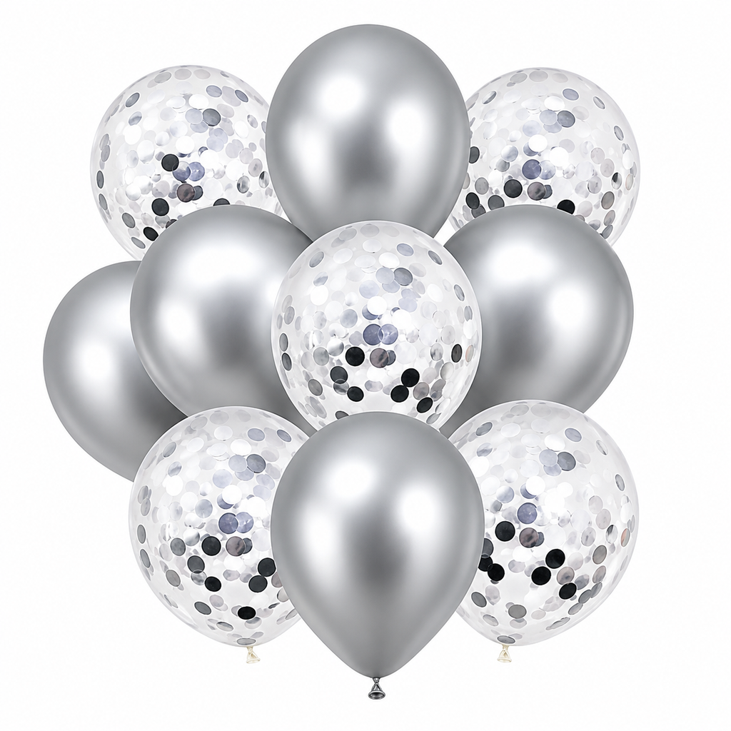 Silver Confetti Balloon Kit