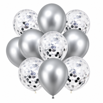 Silver Confetti Balloon Kit