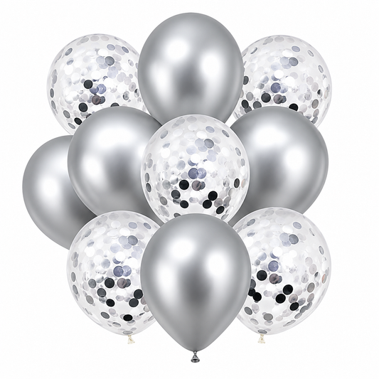 Silver Confetti Balloon Kit