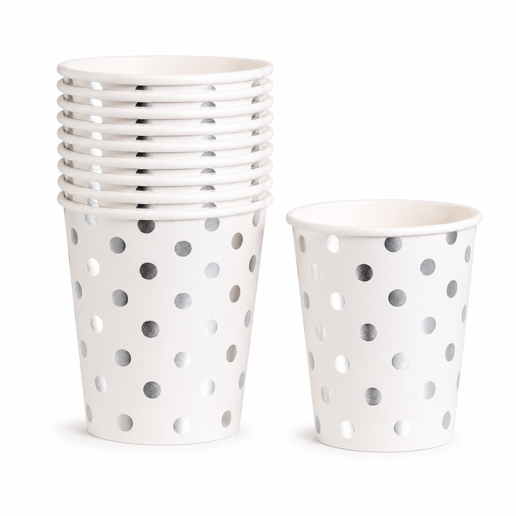 Silver Dots Paper Cups
