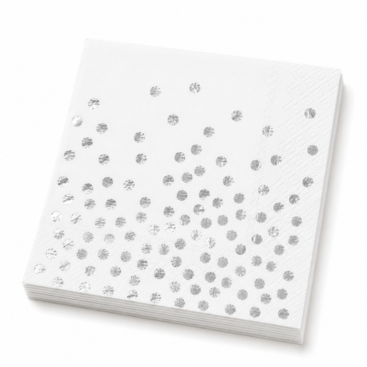 Silver Dots Paper Napkins