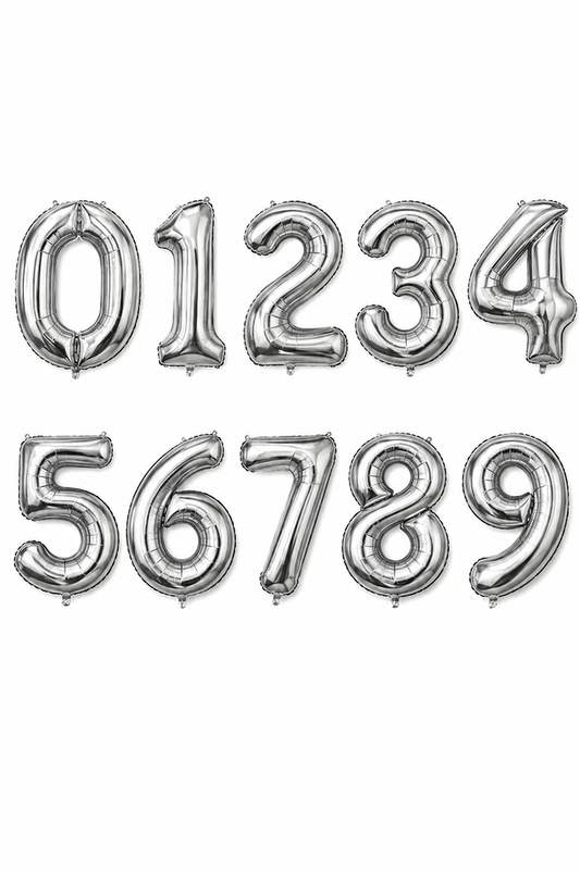 Silver Numbers Balloon