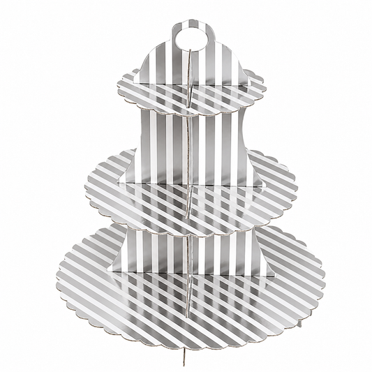 Silver Stripe Cupcake Stand