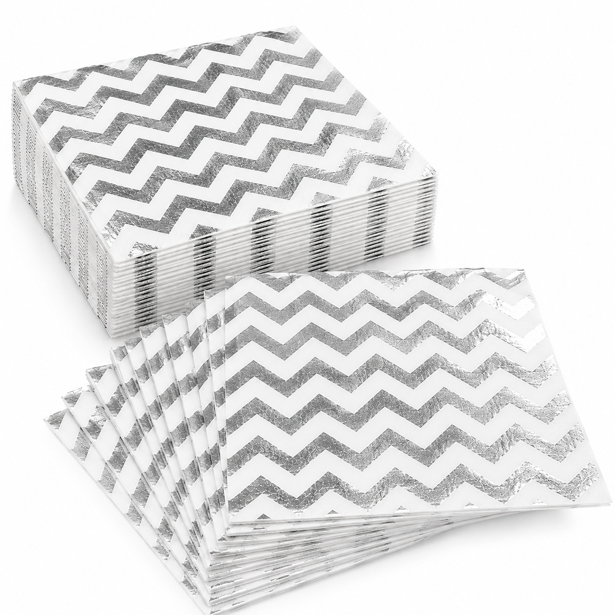 Silver Zigzag Paper Napkins
