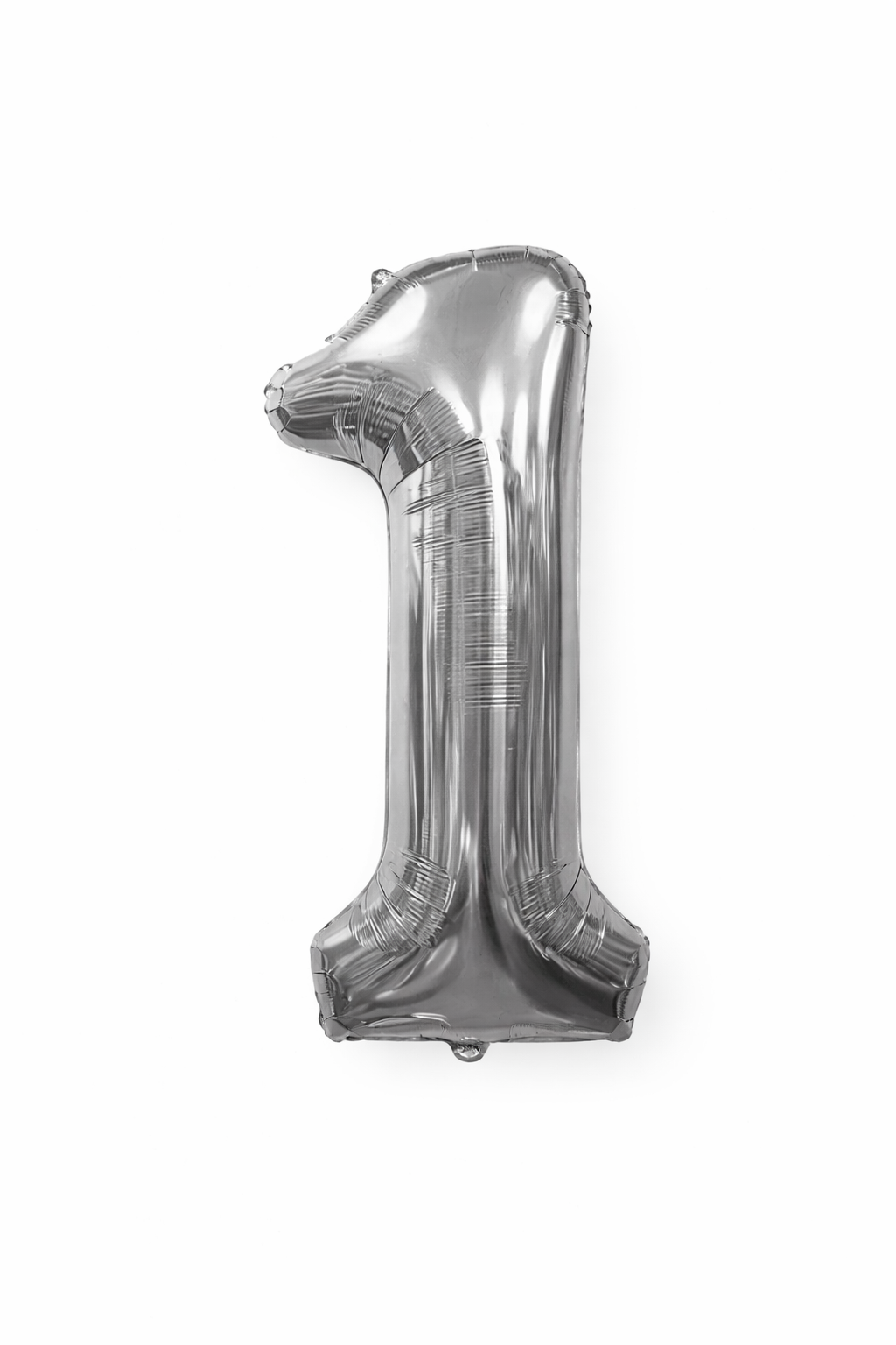 Silver number 1 balloon on a white background