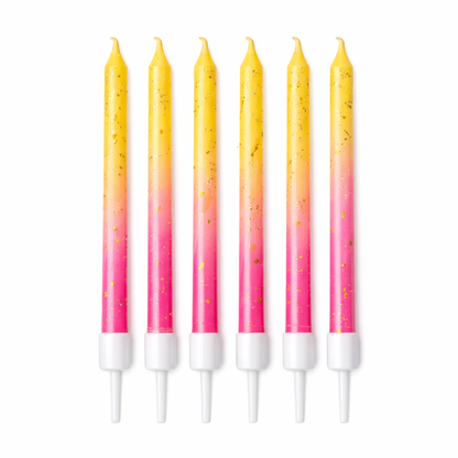 Sunset ombre birthday candles set yellow to pink gradient cake candles (6 pack)