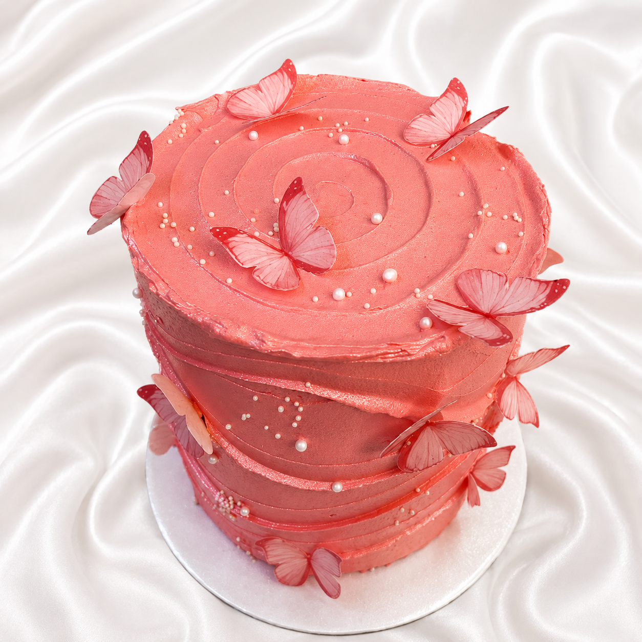 The Blush Butterfly Waves Cake