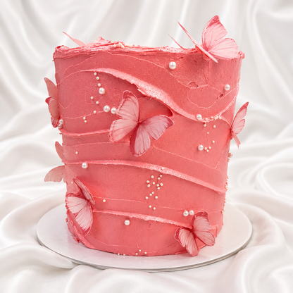 The Blush Butterfly Waves Cake