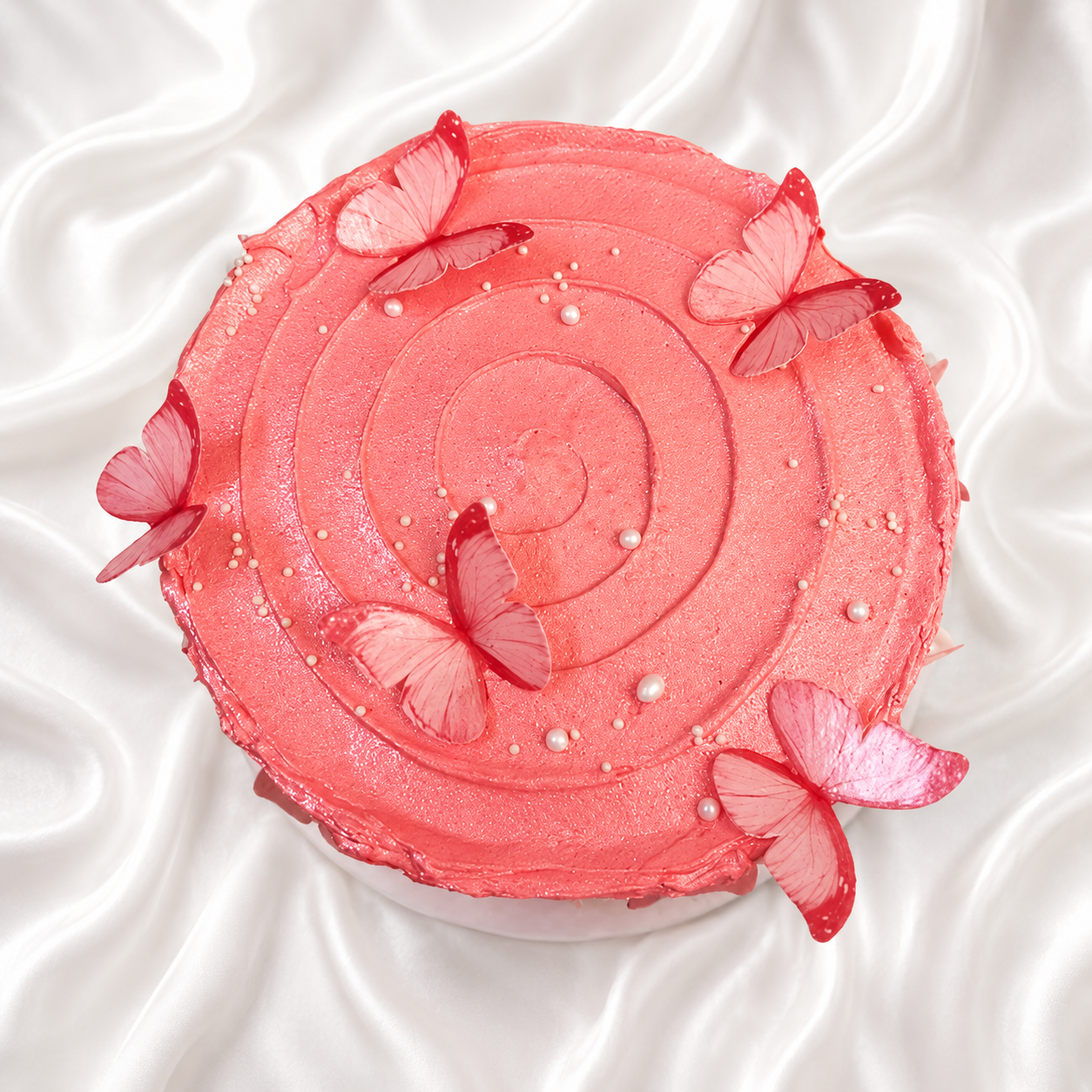 The Blush Butterfly Waves Cake
