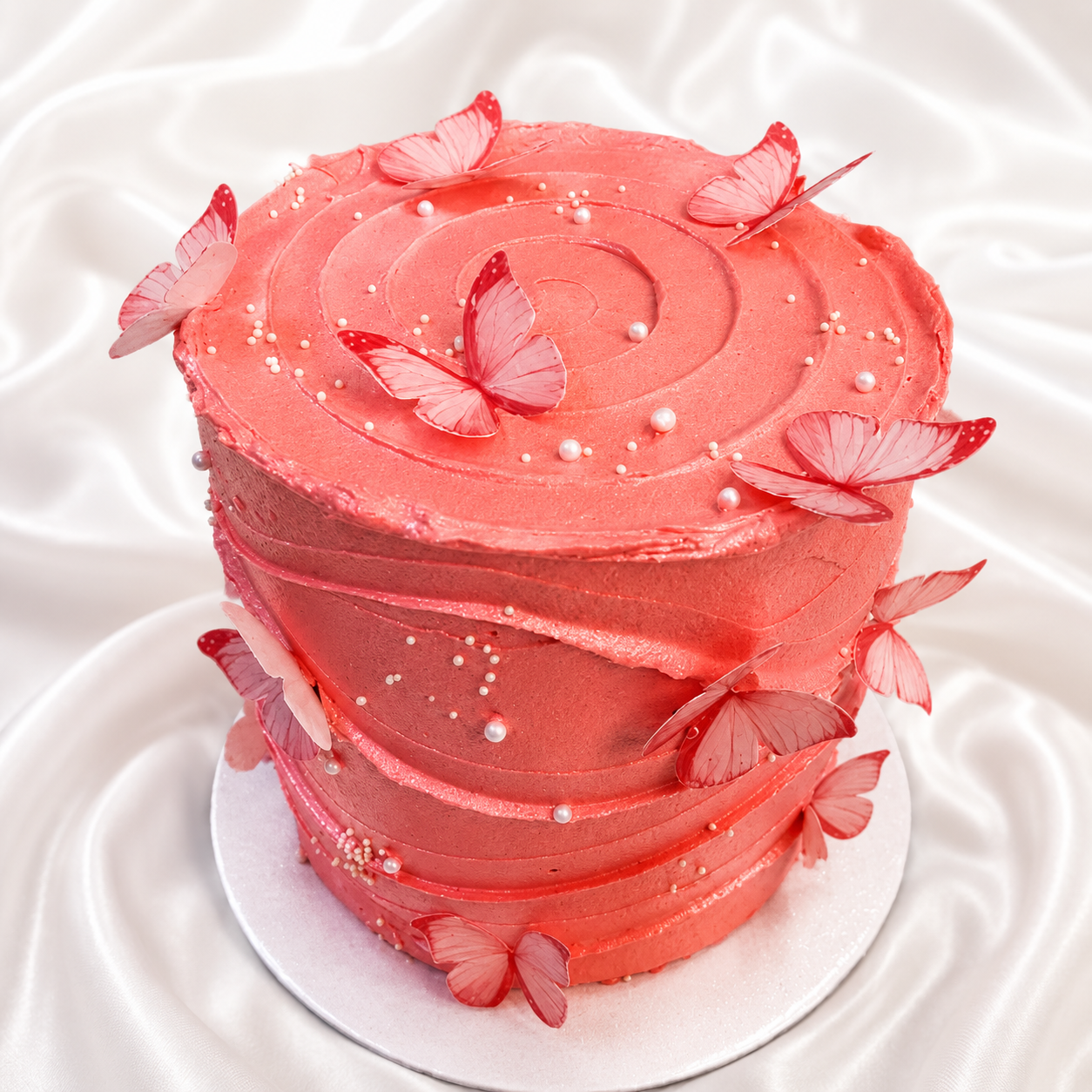 The Blush Butterfly Waves Cake