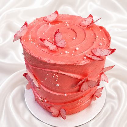 The Blush Butterfly Waves Cake