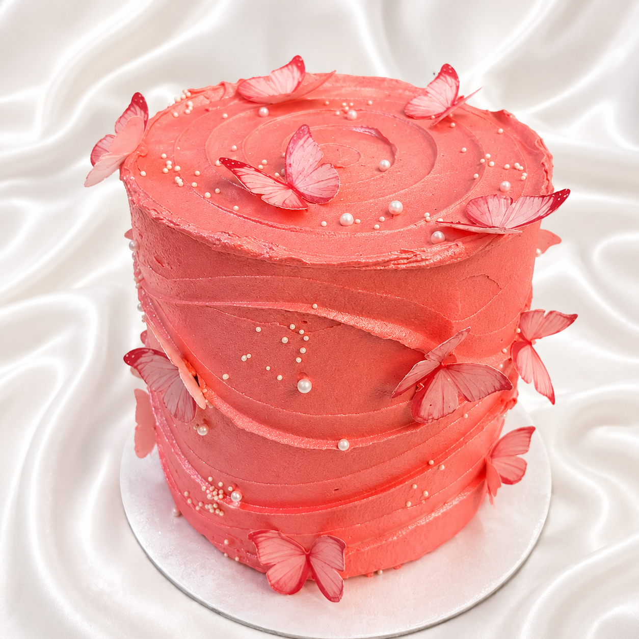 The Blush Butterfly Waves Cake