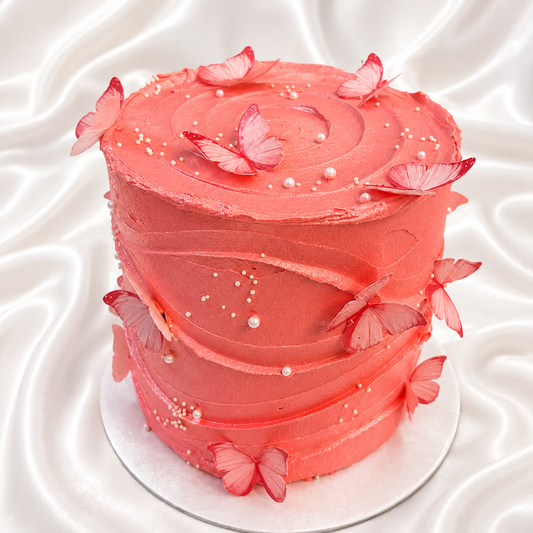 The Blush Butterfly Waves Cake