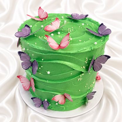 The Emerald Butterfly Waves Cake