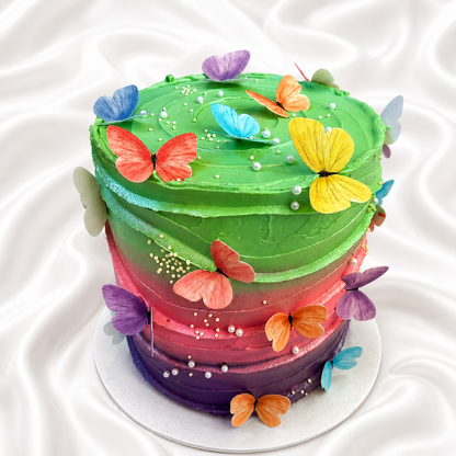 The Rainbow Butterfly Waves Cake