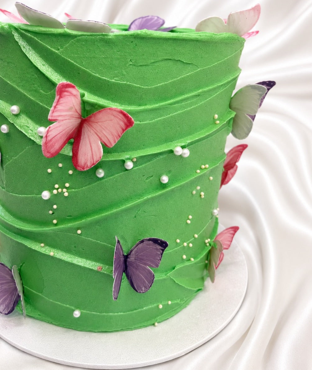 The Emerald Butterfly Waves Cake