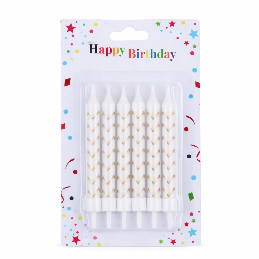 White Candle Set with Gold Lines