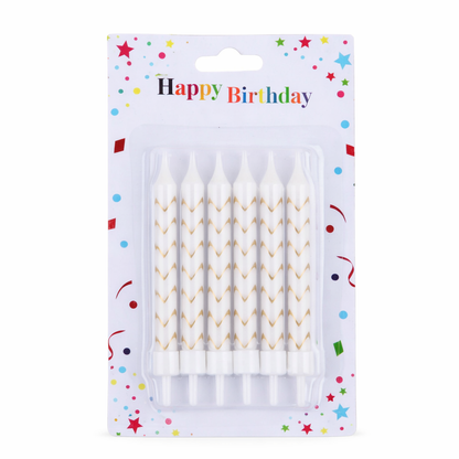 White Candle Set with Gold Lines