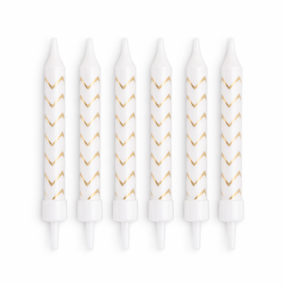 White Candle Set with Gold Lines