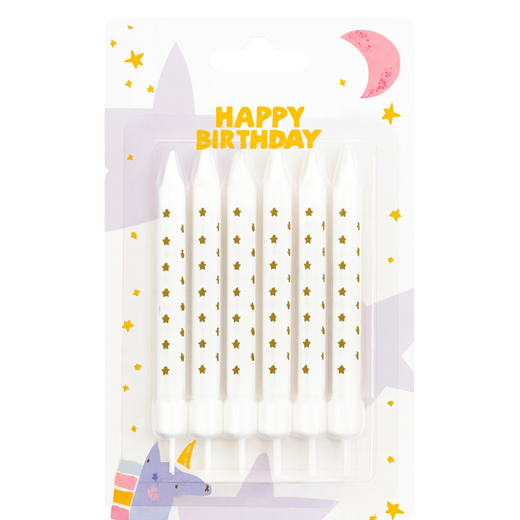 White Gold Star Candle Set