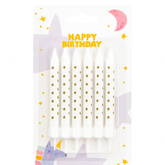 White Gold Star Candle Set