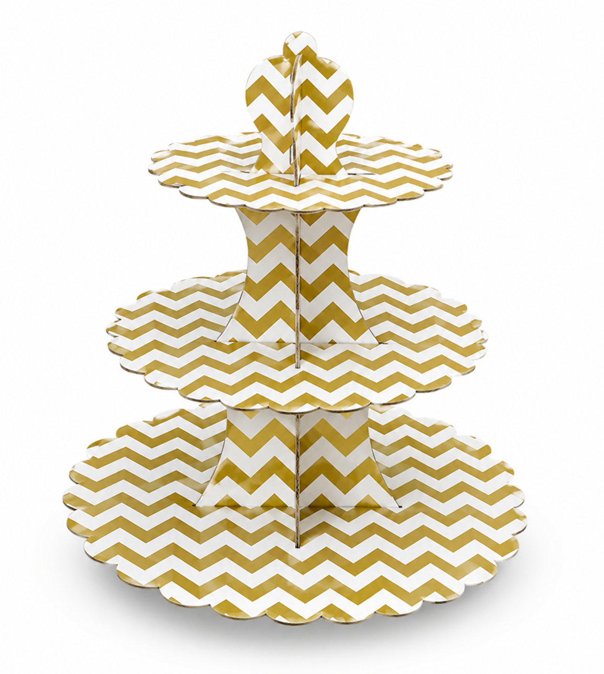 White & Gold Zigzag Cupcake Stand