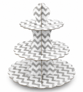 White & Silver Zigzag Cupcake Stand