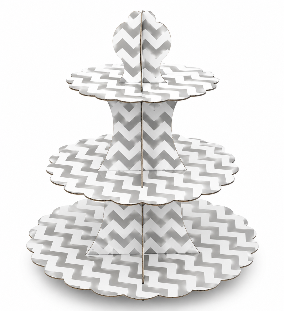 White & Silver Zigzag Cupcake Stand